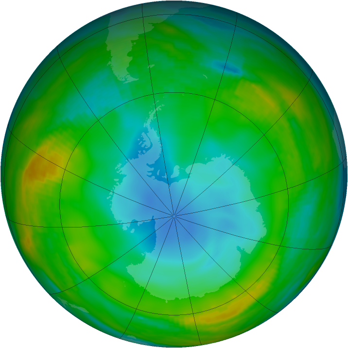 Antarctic ozone map for 24 June 1979